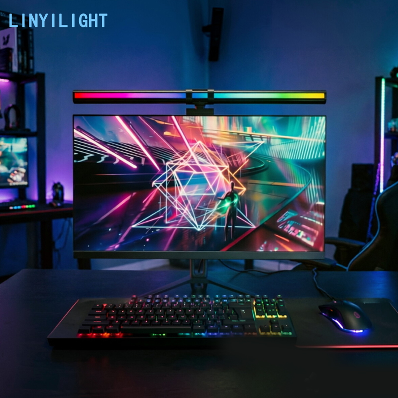 Home Office Work Table - 60/80cm RGB-Lichtleiste LED-Monitorlampe Computerbildschirm-Beleuchtung Atmosphäre-Tischlampe Leselampe