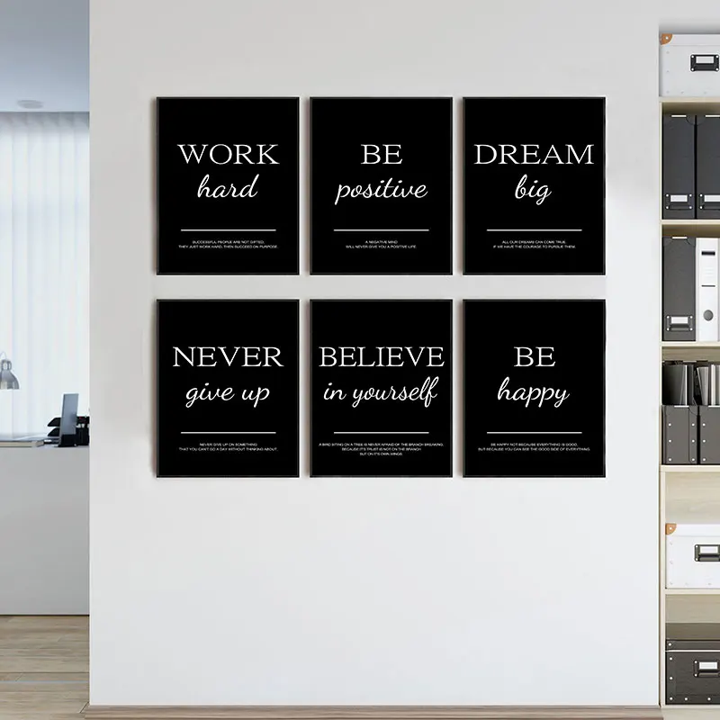 Home Office Room Inspiration - Moderne, schlichte, inspirierende Zitate, Diamant-Kunst-Gemäldedrucke, nordische