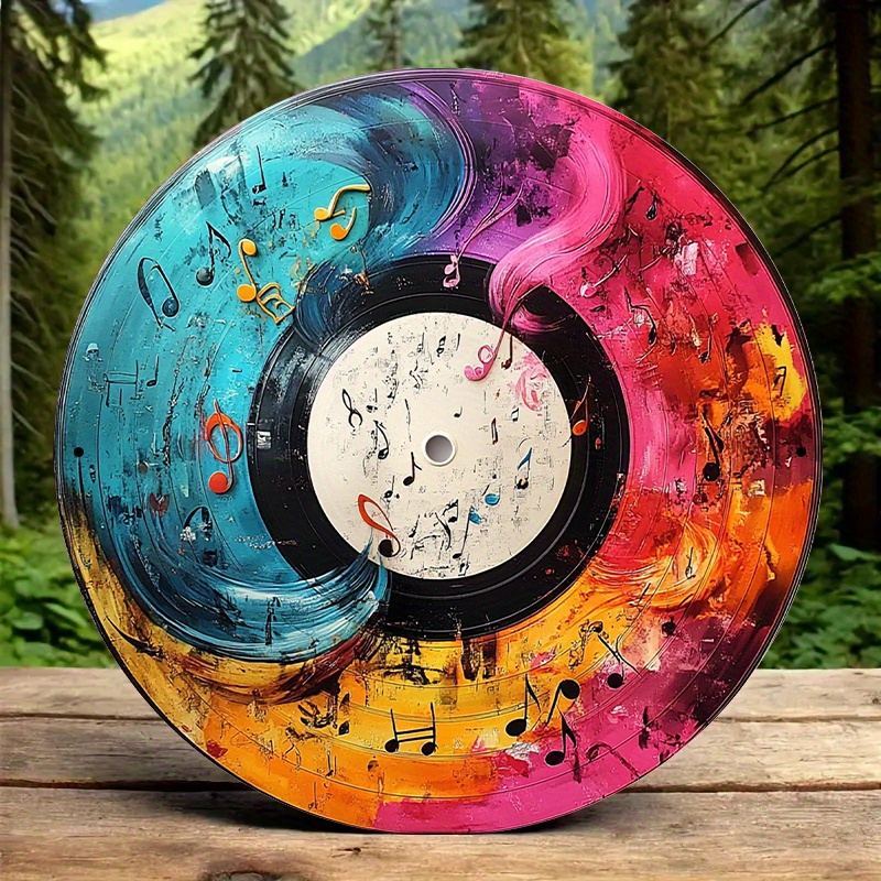 Home Office Or - 12 Zoll lebendige Vinyl-Schallplattenkunst mit Musiknoten