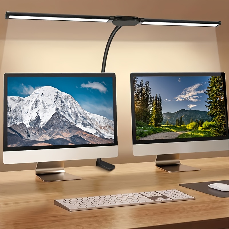 Home Office Work Table - Doppelkopf-LED-Schreibtischlampe mit Klemme, Architekten-Tischlampe für das