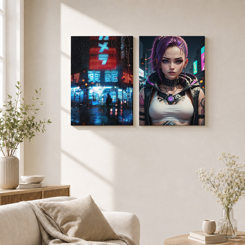 Cyberpunk-Leinwanddruck-Poster – Home Office Or Bewertung und Preis